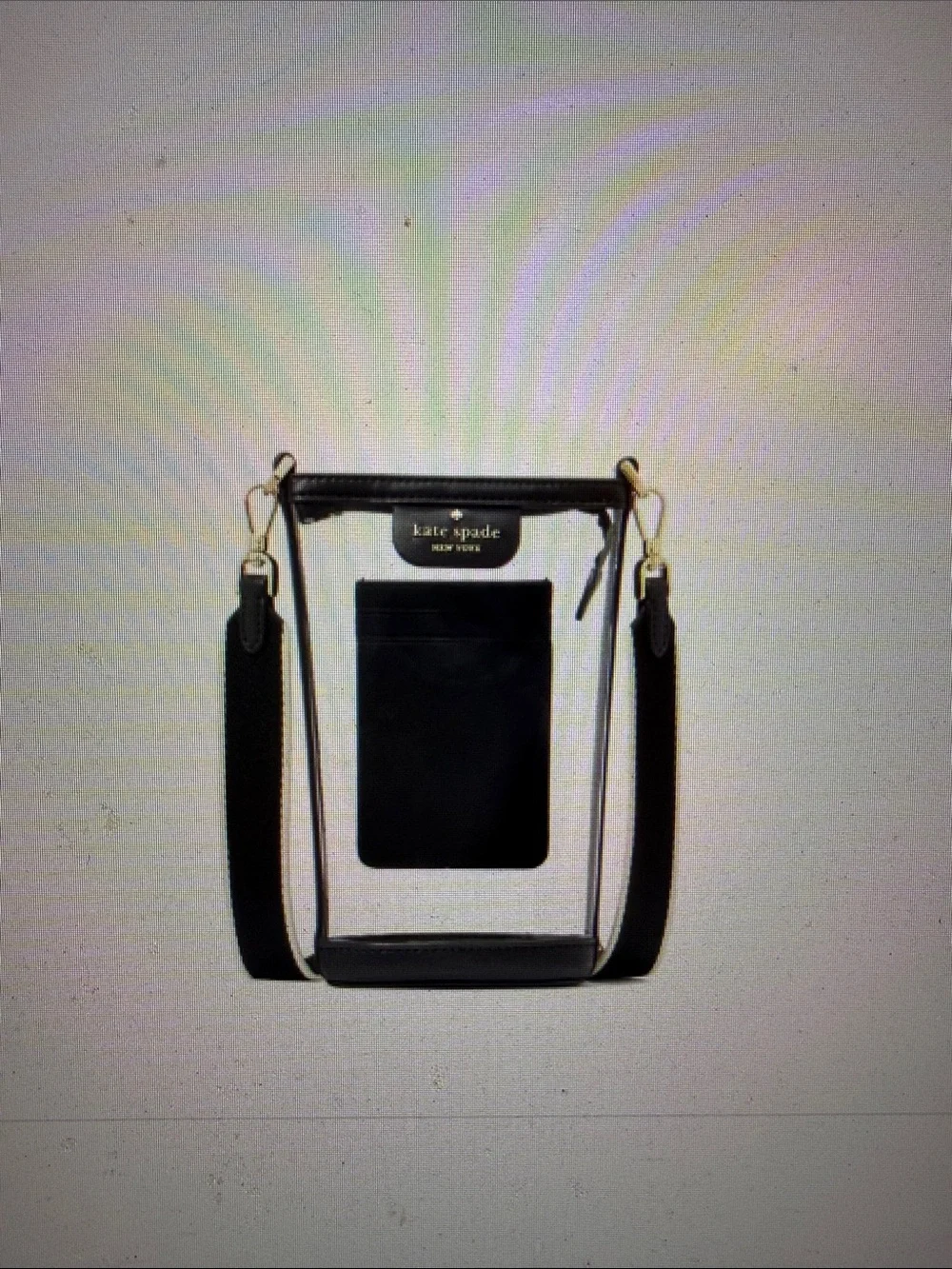 kate spade Clear Crossbody Phone Case with Black Trim and Gold Hardware